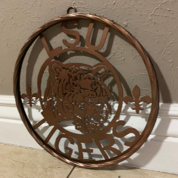 12" LSU TIGERS CUSTOM METAL VINTAGE CRAFT WESTERN HOME DECOR NEW