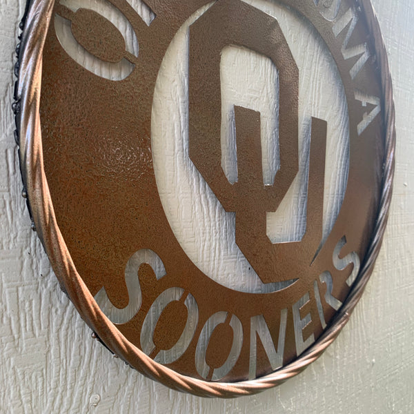 12",18",24",32" OU SOONERS HAMMERED COPPER CUSTOM METAL VINTAGE CRAFT TEAM SIGN HANDMADE CRAFT