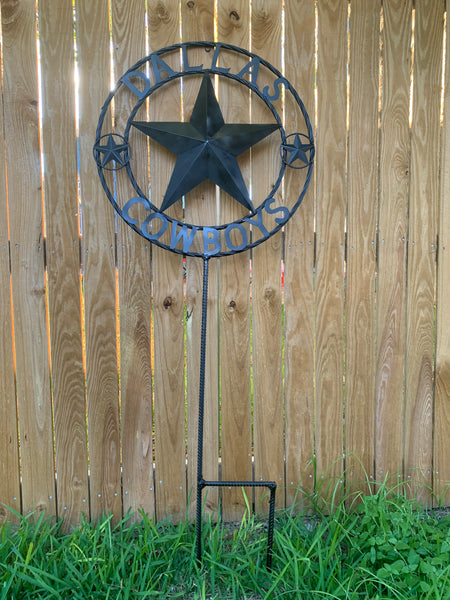 24" STAR & 34" STAKE DALLAS COWBOYS DECOR METAL ART WESTERN HOME WALL DECOR ALL RUSTIC BLACK STAR WITH 34" STAKE