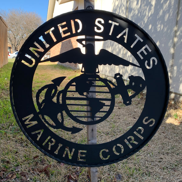 #EH10866 US MARINE CORPS 18",24",32" MILITARY LASERCUT CUSTOM BLACK METAL VINTAGE CRAFT SIGN WESTERN HOME DECOR HANDMADE