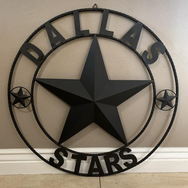 DALLAS STARS RUSTIC BLACK LONE STAR METAL HOCKEY TEAM WESTERN HOME DECOR CRAFT