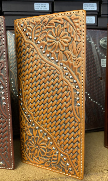 GENUINE LEATHER WESTERN CHECKBOOK MEN'S WALLET WESTERN FASHION --FREE SHIPPING
