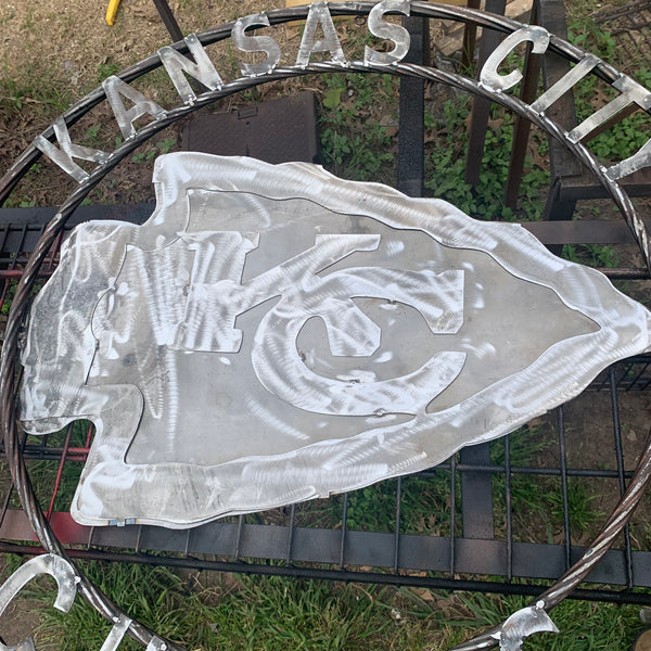 12",18",24",32",36"  KANSAS CITY CHIEFS RAW METAL CUSTOM METAL VINTAGE CRAFT TEAM DECOR HANDMADE