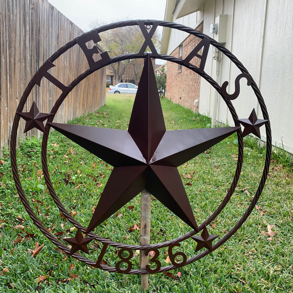 36" TEXAS 1836 BROWN BARN STAR METAL ART WESTERN HOME DECOR VINTAGE RUSTIC CRAFT ART