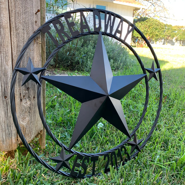 LOPEZ CUSTOM STAR NAME BARN METAL STAR 3d TWISTED ROPE RING WESTERN HOME DECOR RUSTIC  BRONZE HANDMADE 24",32",34",36",40",42",44",46",50"