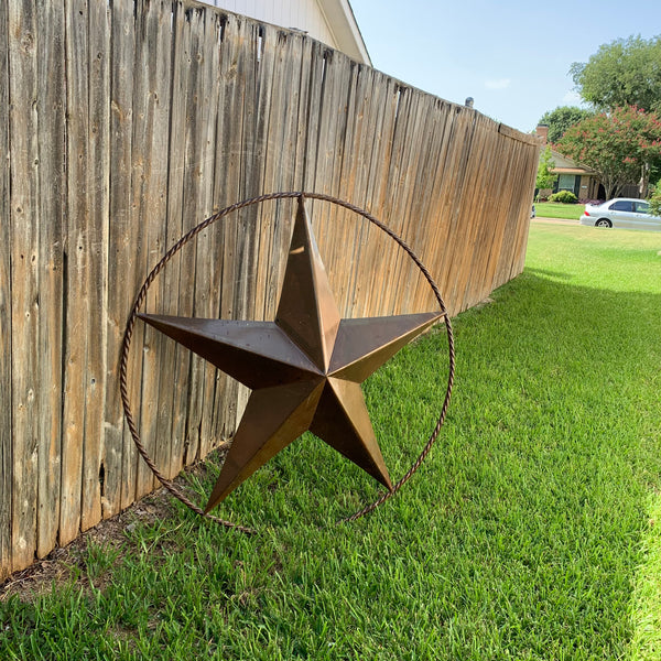 #EH10507 TEXAS GIANT 8,6,5,4 FOOT NATURAL RUSTIC SEALED UNPAINTED LARGE OVERSIZE METAL LONESTAR GENUINE RUST PATINA LONE STAR TWISTED ROPE RING 4,5,6,8 FOOT
