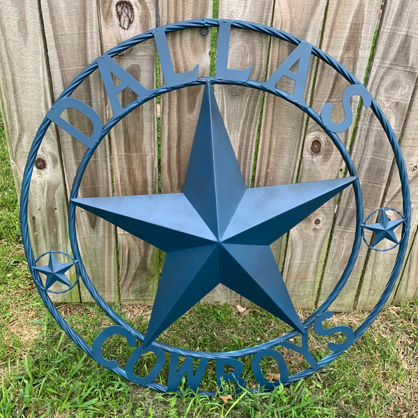 DALLAS COWBOYS NAVY BLUE BARN STAR METAL LONE STAR WESTERN HOME DECOR HANDMADE 24",32",36",40",42",44",46",50"