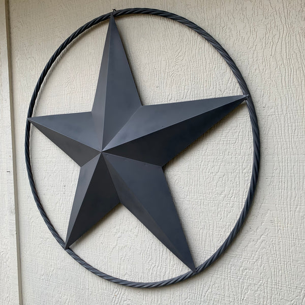 RUSTIC GREY BARN LONE STAR WITH TWISTED ROPE RING METAL WALL ART WESTERN HOME DECOR VINTAGE RUSTIC CRAFT NEW 12",16",24",32",36",38",40",48",60",72",96"