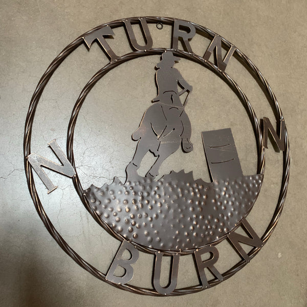 24" TURN N BURN COWBOY METAL WALL ART WESTERN HOME DECOR B15006