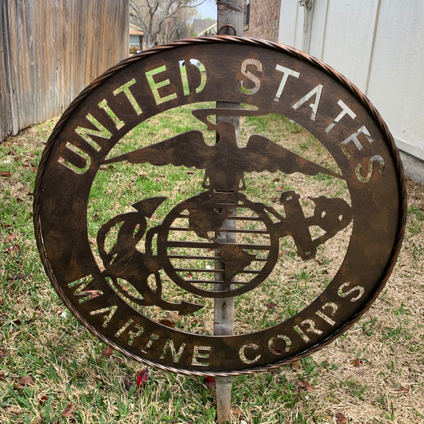 #EH10851 24" UNITED STATES MARINE CORPS MILITARY LASERCUT METAL WALL ART SIGN WESTERN HOME DECOR HANDMADE BRONZE