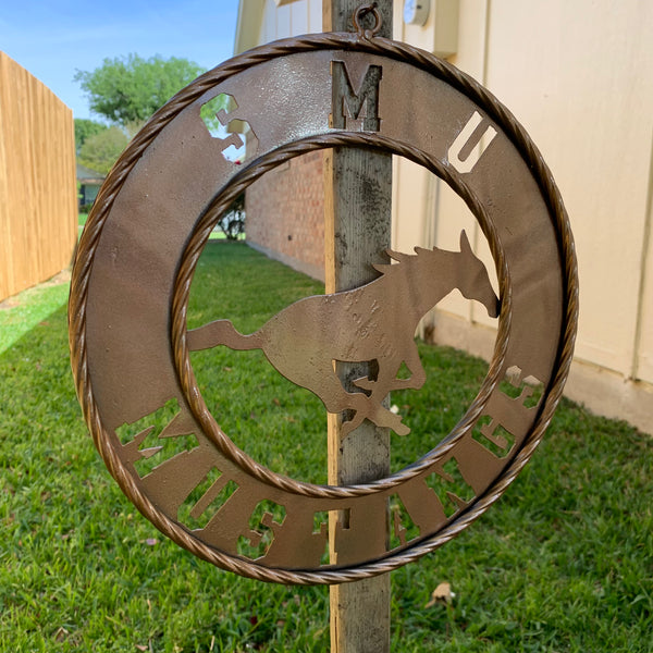 SMU MUSTANGS HAMMERED COPPER METAL CUSTOM VINTAGE CRAFT WALL ART TEAM SIGN HANDMADE