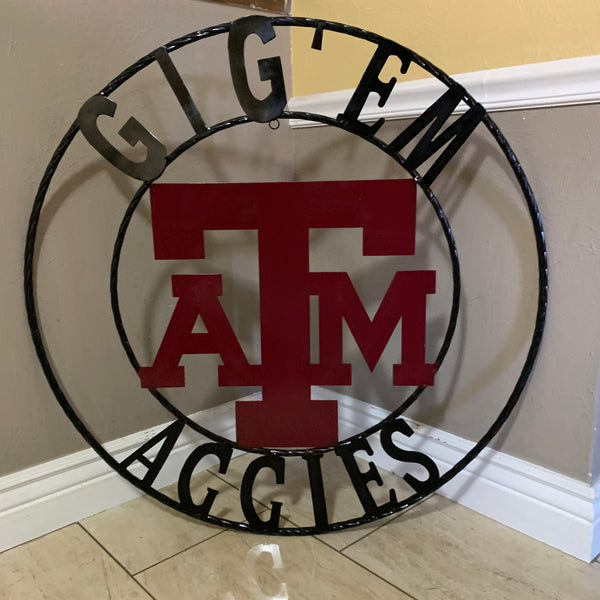 GIGEM AGGIES METAL CUSTOM VINTAGE CRAFT TEAM SIGN HANDMADE