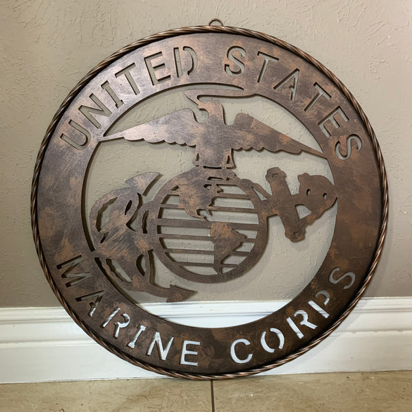 #EH10851 24" UNITED STATES MARINE CORPS MILITARY LASERCUT METAL WALL ART SIGN WESTERN HOME DECOR HANDMADE BRONZE