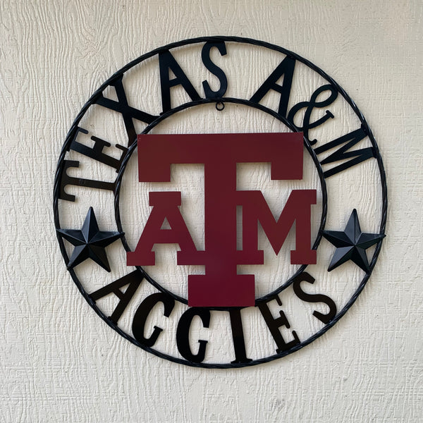 12", 18", 24", 32" TEXAS A&M AGGIES STARS METAL CUSTOM VINTAGE CRAFT WALL ART TEAM SIGN HANDMADE