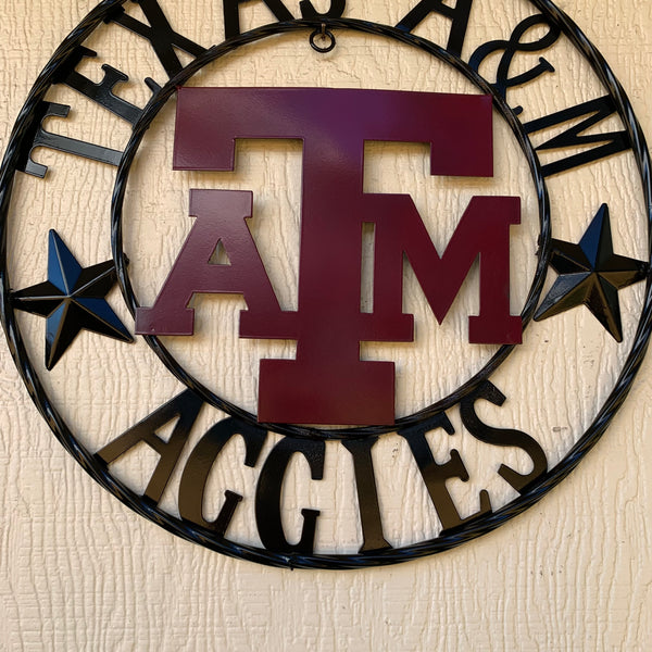 TEXAS A&M WITH STARS CUSTOM METAL VINTAGE CRAFT SIGN WALL ART TEAM SIGN HANDMADE