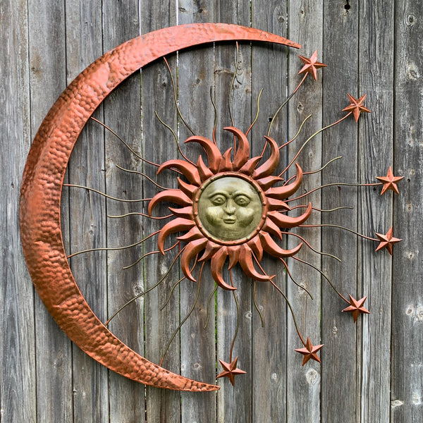 36" SUN MOON STARS METAL WALL WESTERN HOME DECOR NEW