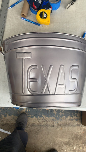 18" TEXAS BUCKET SILVER OVAL TUB WESTERN HOME DECOR METAL ART--BRAND NEW