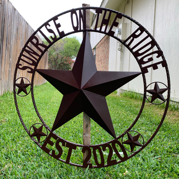KOLET FAMILY STYLE YOUR CUSTOM FAMILY NAME STAR METAL BARN STAR ROPE RING KOLET FAMILY WESTERN HOME DECOR VINTAGE RUSTIC BROWN NEW HANDMADE 24",32",34",36",40",42",44",46",50"