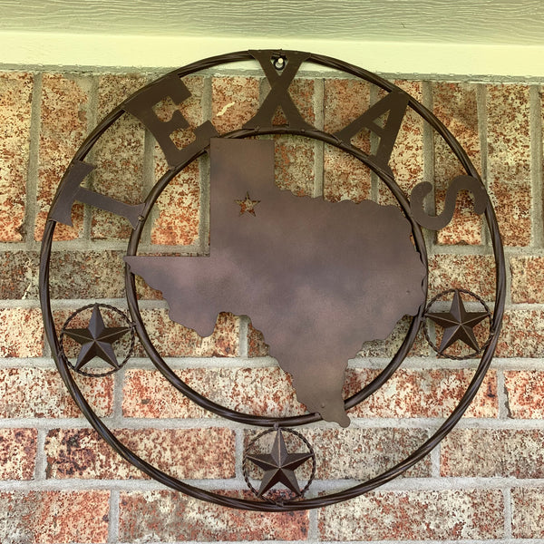 24" State of Texas Map Metal Wall Art Western Home Decor Vintage Rustic Bronze Copper New