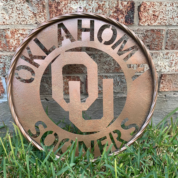 12",18",24",32" OU SOONERS HAMMERED COPPER CUSTOM METAL VINTAGE CRAFT TEAM SIGN HANDMADE CRAFT