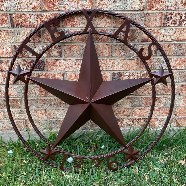 36" TEXAS 1836 BROWN BARN STAR METAL ART WESTERN HOME DECOR VINTAGE RUSTIC CRAFT ART