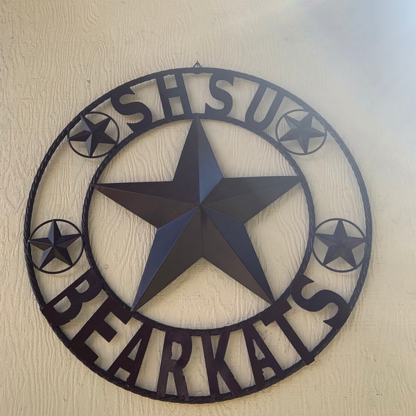 24",32" SHSU SAM HOUSTON BEARKATS RUSTIC DARK BROWN METAL CUSTOM VINTAGE CRAFT RUSTIC BROWN TEAM STAR HANDMADE