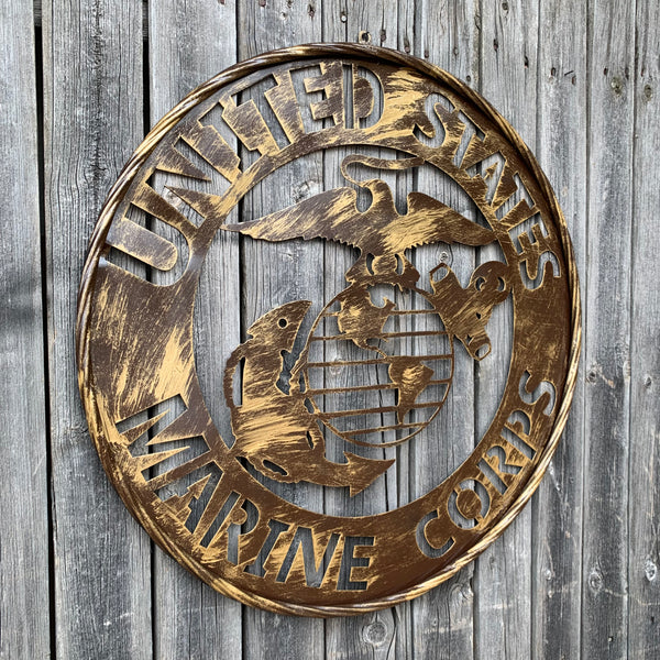 #EH10085 18",24",32" US MARINE CORPS MILITARY LASERCUT METAL PATRIOTIC WALL ART WESTERN HOME DECOR HANDMADE RUSTIC BRONZE COPPER