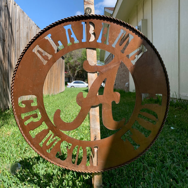 ALABAMA CRIMSON TIDE WIDE BAND RING CUSTOM METAL VINTAGE CRAFT TEAM SIGN HANDMADE
