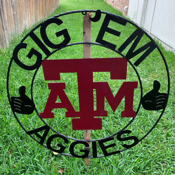 GIGEM AGGIES METAL CUSTOM VINTAGE CRAFT TEAM SIGN HANDMADE