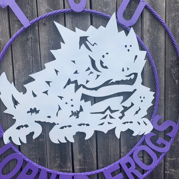 12",18",24",32",36" TCU HORNED FROGS CUSTOM METAL VINTAGE CRAFT TEAM SIGN HANDMADE