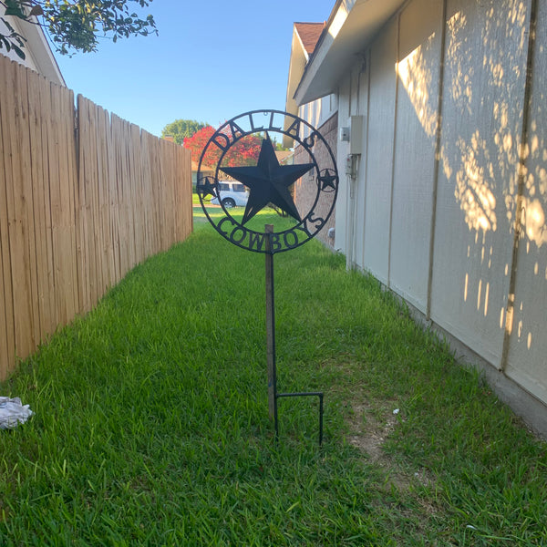24" STAR & 34" STAKE DALLAS COWBOYS DECOR METAL ART WESTERN HOME WALL DECOR ALL RUSTIC BLACK STAR WITH 34" STAKE