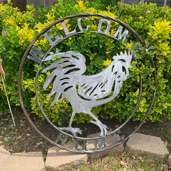 YOUR CUSTOM NAME ROOSTER LASERCUT RAW METAL ART WITH RING DESIGN WESTERN METAL ANIMAL ART HOME WALL DECOR BRAND NEW