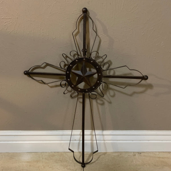 STAR METAL CROSS WALL ART DARK BRONZE COPPER