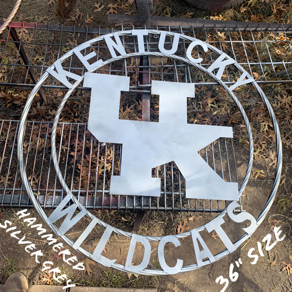 12", 18", 24", 32" KENTUCKY WILDCATS CUSTOM SILVER GREY METAL VINTAGE CRAFT SIGN HANDMADE