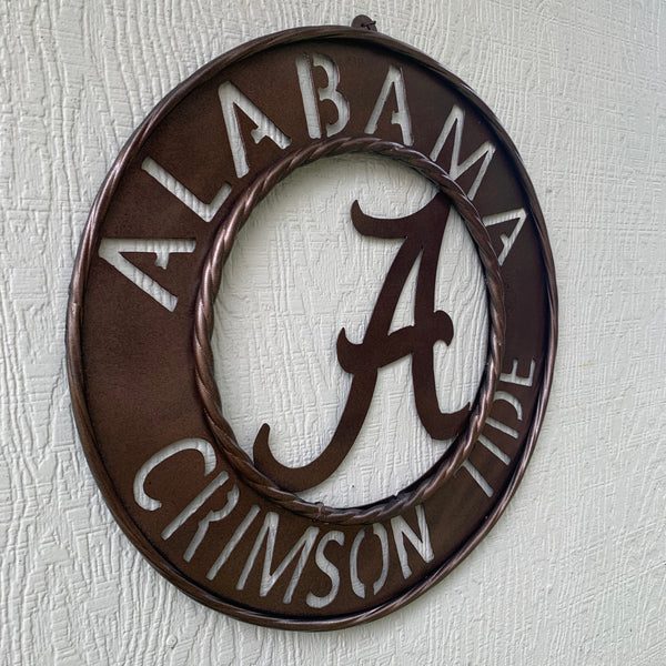 ALABAMA CRIMSON TIDE WIDE BAND RING CUSTOM METAL VINTAGE CRAFT TEAM SIGN HANDMADE