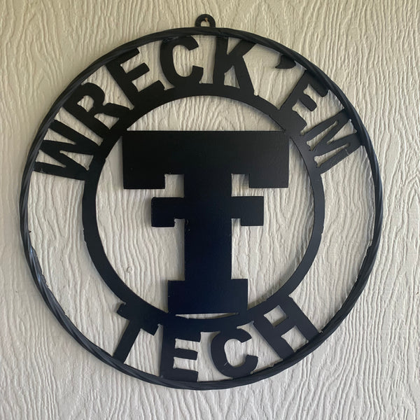 12",18",24",32",36" WRECKEM TEXAS TECH SOLID PLAIN T CUSTOM VINTAGE CRAFT METAL TEAM SIGN HANDMADE