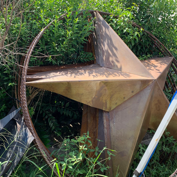 #EH10507 TEXAS GIANT 8,6,5,4 FOOT NATURAL RUSTIC SEALED UNPAINTED LARGE OVERSIZE METAL LONESTAR GENUINE RUST PATINA LONE STAR TWISTED ROPE RING 4,5,6,8 FOOT