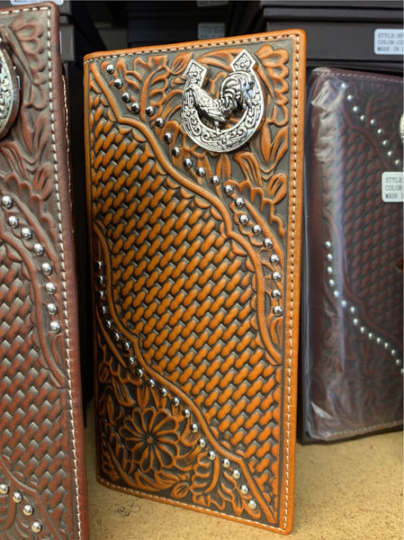 #LG GENUINE LEATHER WESTERN CHECKBOOK MEN'S WALLET WESTERN FASHION--FREE SHIPPING