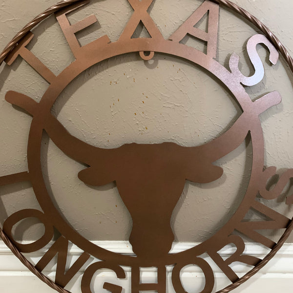40",44",50" TEXAS LONGHORNS CUSTOM METAL VINTAGE CRAFT SIGN TEAM ART WESTERN HOJME DECOR RUSTIC BRONZE
