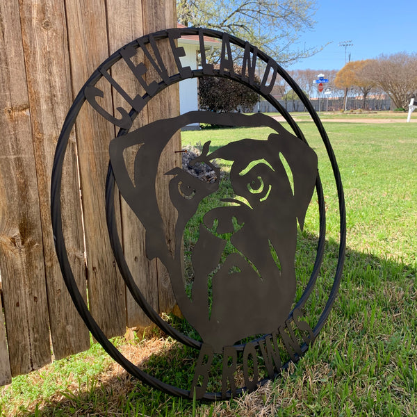 CLEVELAND BROWNS METAL CUSTOM VINTAGE CRAFT ART HANDMADE RUSTIC BLACK