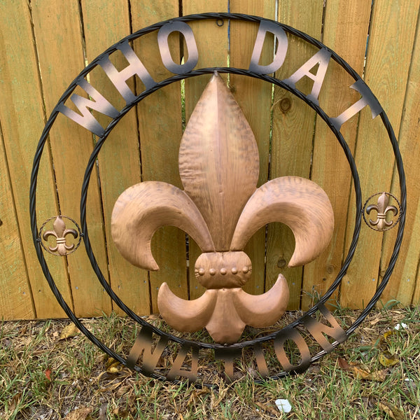 18", 24", 32" 36" WHO DAT NATION FLEUR DE LIS METAL WALL ART WESTERN HOME DECOR NEW