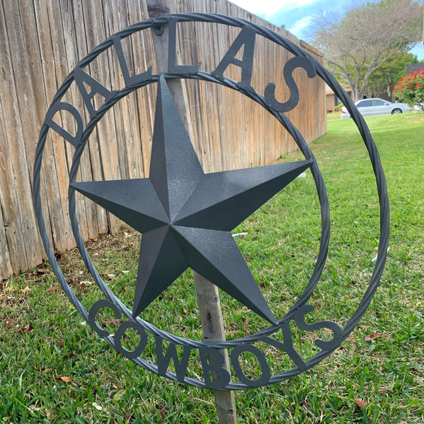 DALLAS COWBOYS RUSTIC GREY BARN LONE STAR CUSTOM METAL VINTAGE STAR WESTERN HOME DECOR