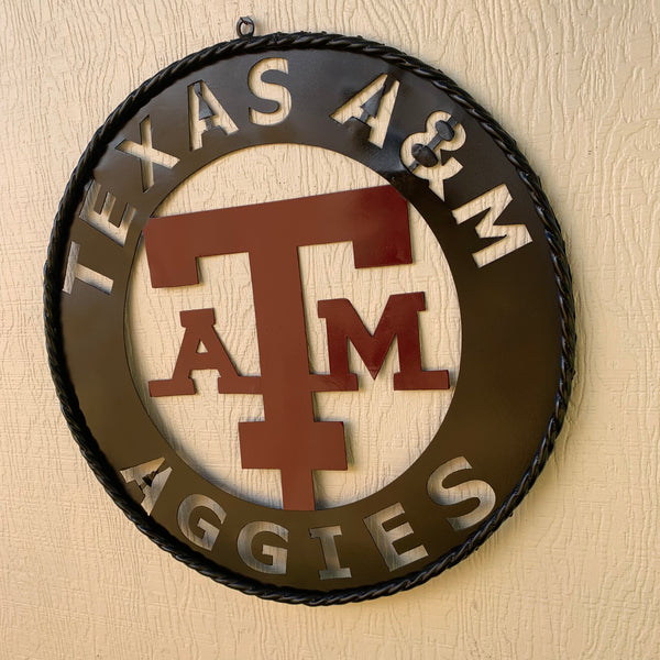 24" TEXAS A&M WIDE BAND RING CUSTOM METAL VINTAGE CRAFT SIGN TEAM HANDMADE