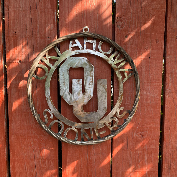 12", 18", 24", 32" OU OKLAHOMA SOONERS RAW METAL CUSTOM VINTAGE CRAFT WALL ART TEAM SIGN HANDMADE