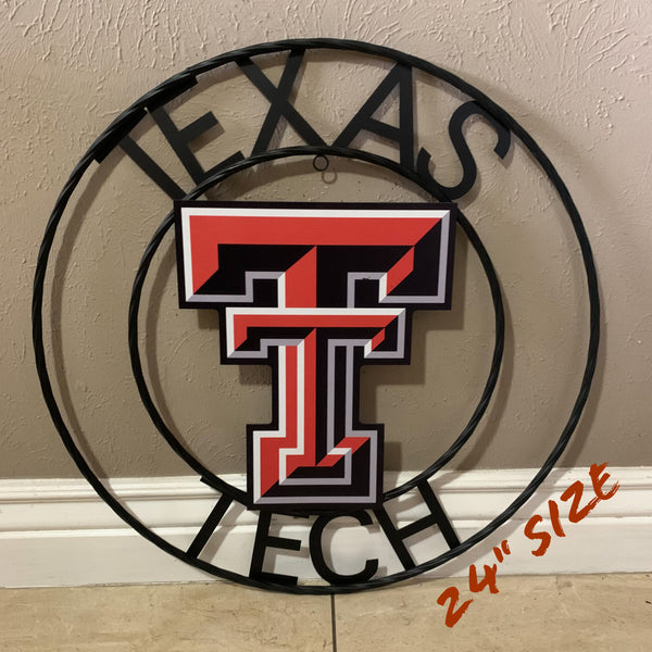 18",24" TEXAS TECH CUSTOM METAL VINTAGE CRAFT SIGN WESTERN HOME DECOR