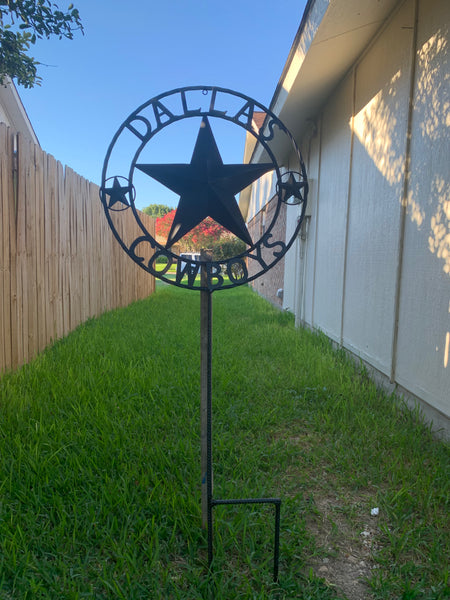 24" STAR & 34" STAKE DALLAS COWBOYS DECOR METAL ART WESTERN HOME WALL DECOR ALL RUSTIC BLACK STAR WITH 34" STAKE