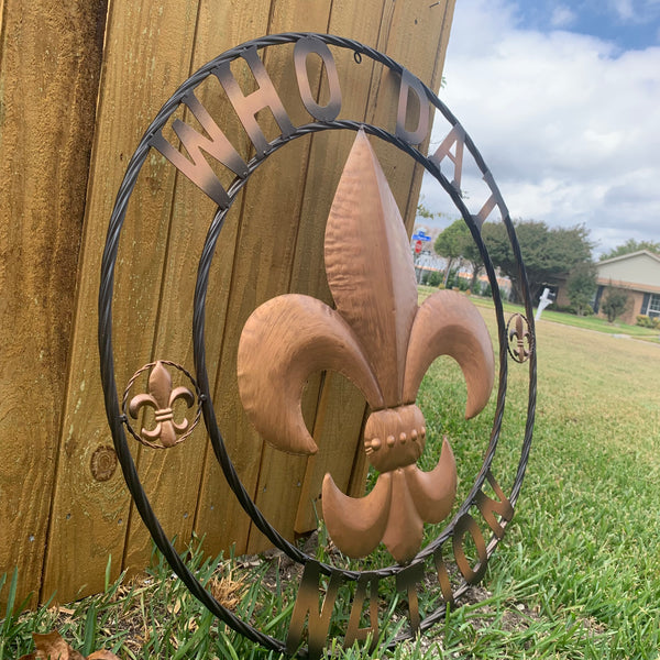 18", 24", 32" 36" WHO DAT NATION FLEUR DE LIS METAL WALL ART WESTERN HOME DECOR NEW