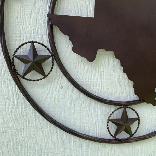 24" State of Texas Map Metal Wall Art Western Home Decor Vintage Rustic Bronze Copper New