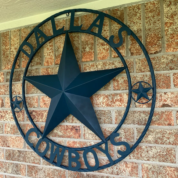 DALLAS COWBOYS NAVY BLUE BARN STAR METAL LONE STAR WESTERN HOME DECOR HANDMADE 24",32",36",40",42",44",46",50"