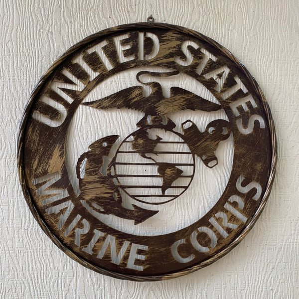 #EH10085 18",24",32" US MARINE CORPS MILITARY LASERCUT METAL PATRIOTIC WALL ART WESTERN HOME DECOR HANDMADE RUSTIC BRONZE COPPER